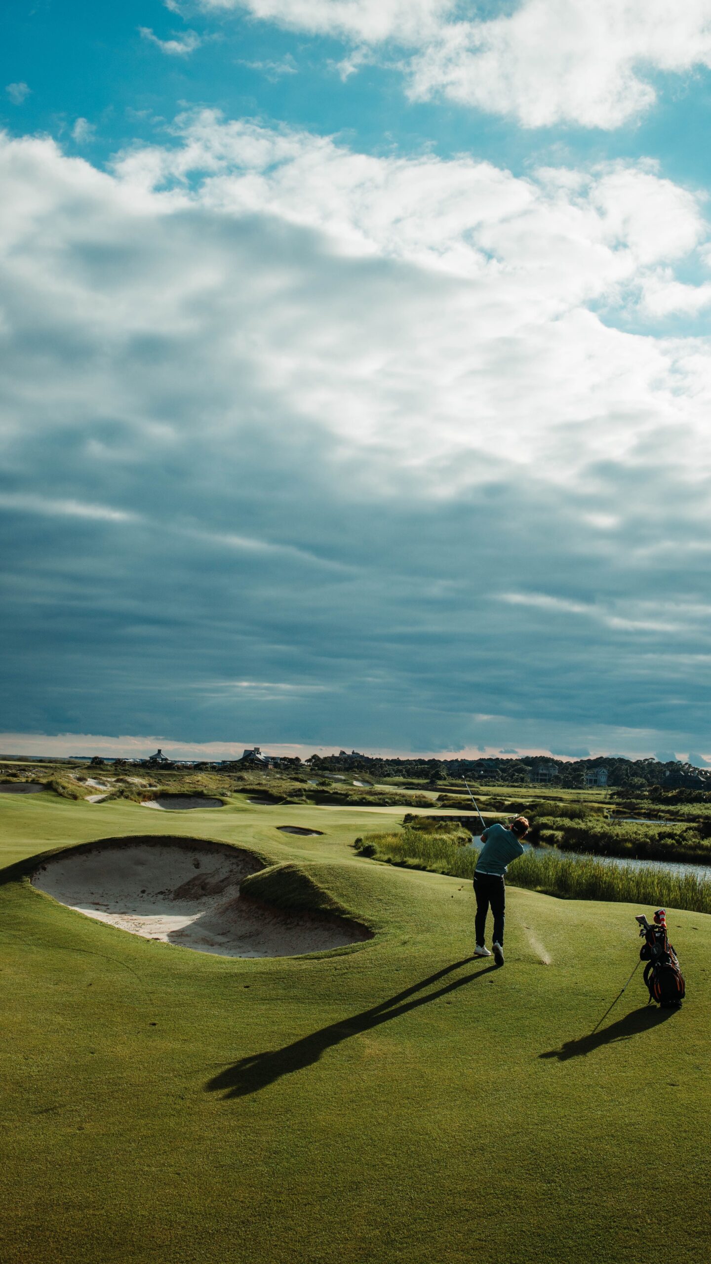 Golfer playing on scenic golf course
